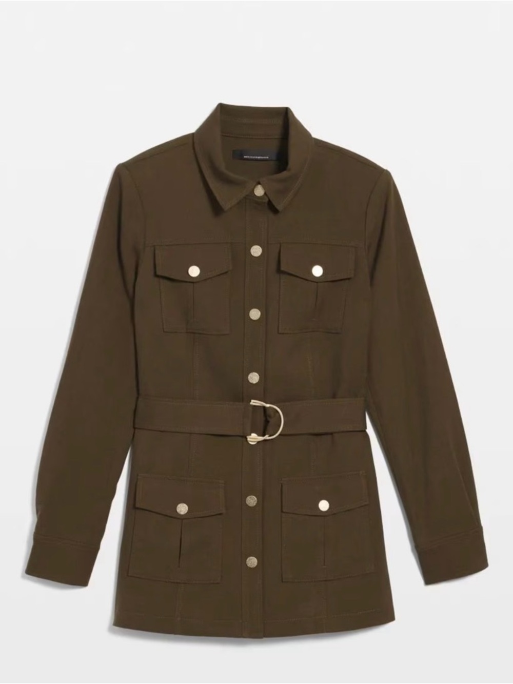White House Black Market Twill Belted Utility Shacket - Dark Willow - Size 6